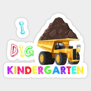 I Dig Kindergarten Yellow Truck Back to school design Sticker